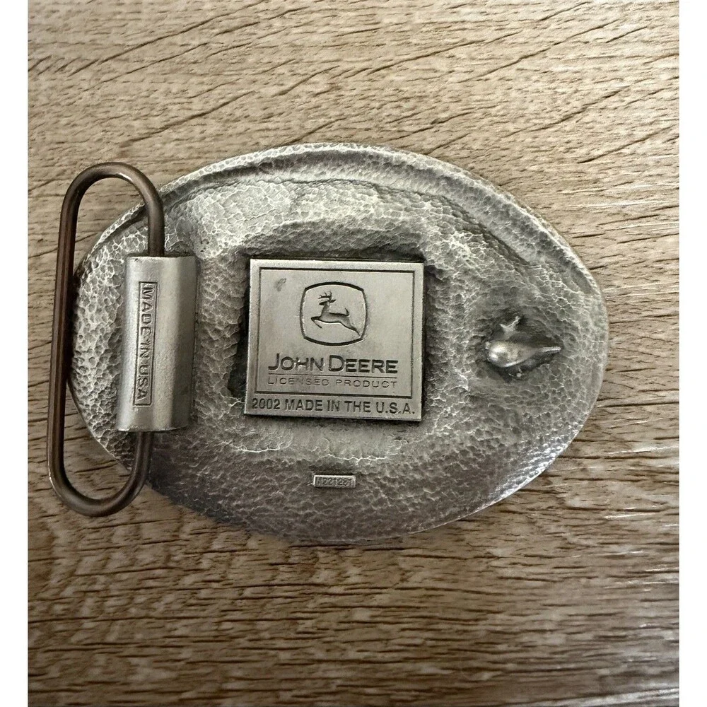Vintage Y2K 2003 John Deere Day Silver Belt Buckle Logo